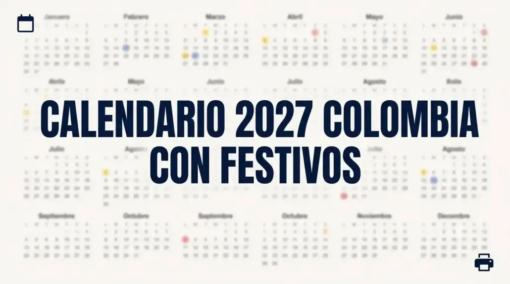 Calendario 2027 Colombia con Festivos