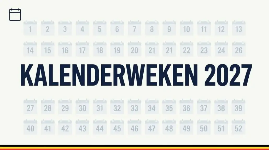 Kalenderweken 2027 België: overzicht van alle weeknummers en feestdagen