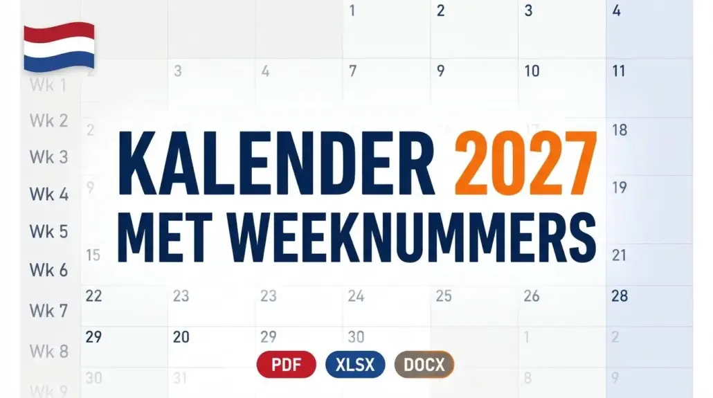 Kalender 2027 met Weeknummers